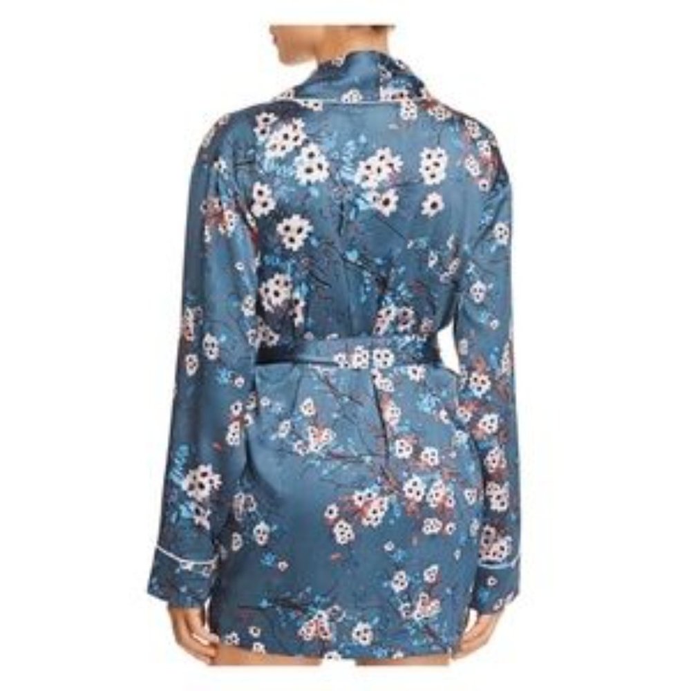 Sam Edelman Spring Blue Floral Smoking Robe - Picture 3 of 4